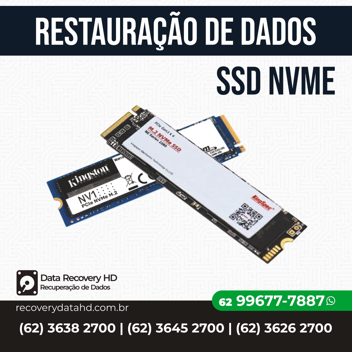 RECOVERY DATA HD GOIANIA-RESTAURAÇÃO DE DADOS SSD NVME GOIANIA